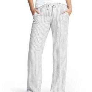 Athleta Herringbone Stripe Linen Pant White/Grey, Size 8